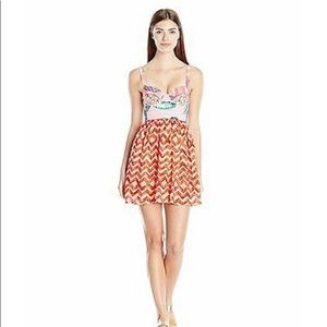 MAAJI DRESS Size small in pink orange green coral and beige multi colors